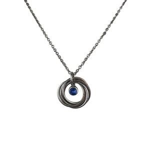 Rope Chain 18.5" Sterling Silver Necklace Interconnected Circles Pendant Blue